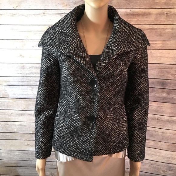 TALBOTS  METALLIC THREADING BLK & WHITE JACKET - Picture 3 of 10